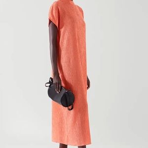 COS Long Crinkled Dress - Orange